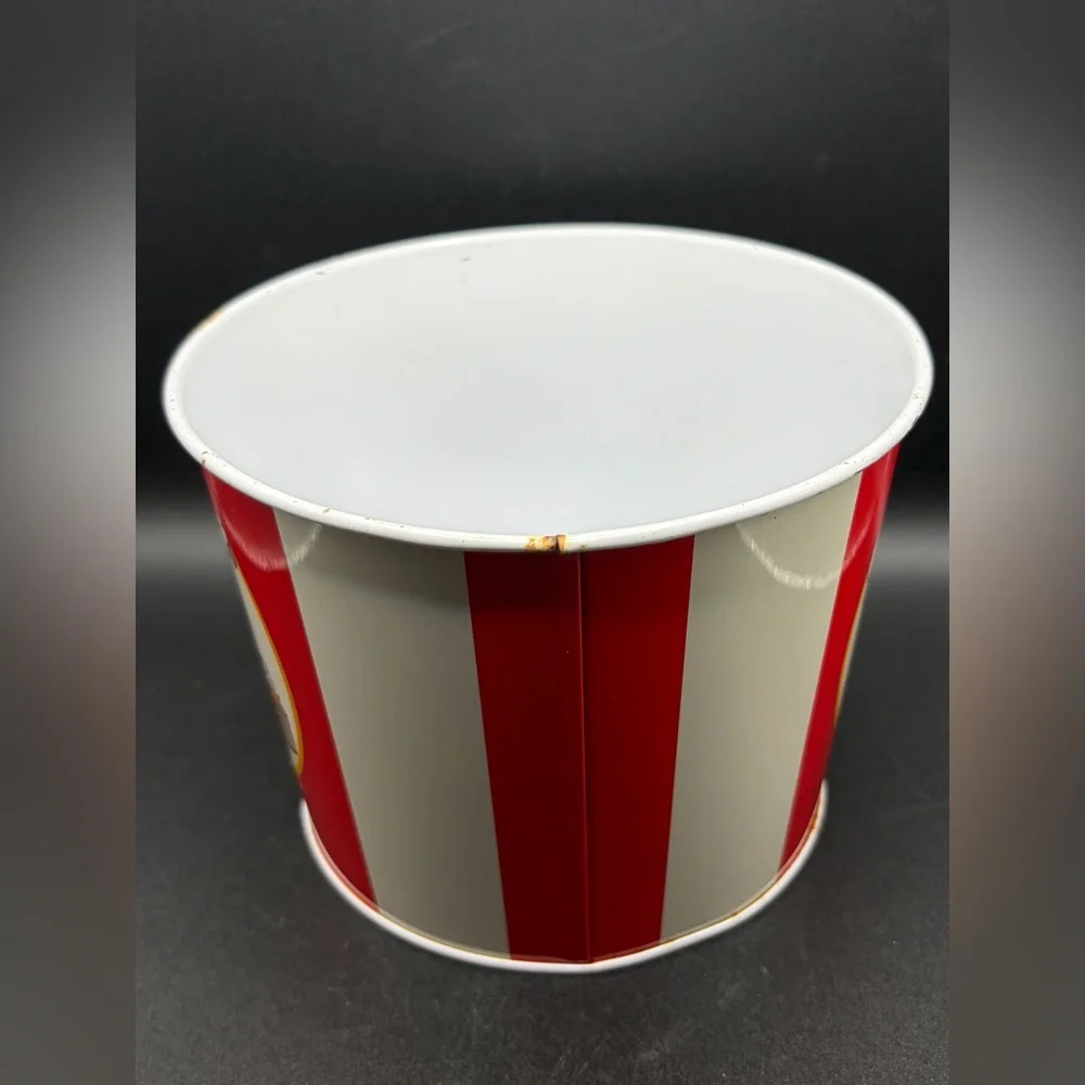 Vintage Disney Minnie Mouse Striped Metal Popcorn Bucket, Disney Collectibles